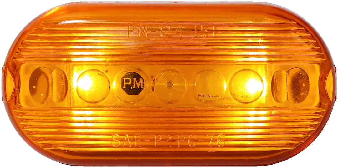 35A-MV-BT2 – PETERSON MFG Clearance Light, LED Oval 4 Inch Length x 2 Inch Width x 1.09 Inch Height Amber Lens Surfac...